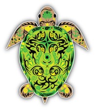 Patterned Turtle Car Bumper Sticker Decal