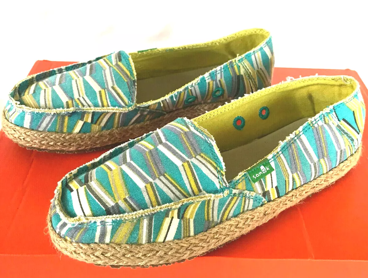 Sanuk Funky Fiona Slip-On 1013327 Espadrilles Beach Surf Loafers Shoes  Women's 5