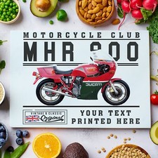 Ducati MHR Chopping Board Personalised Glass Motorbike Worktop Saver Gift VBCH09