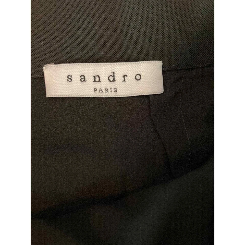 Sandro Paris Skirt Womens Sz 1 S Black Sheer Overlay Hem Stretch Midi Rear Zip - Image 4 of 4