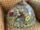 VINTAGE TIFFANY STYLE HUMMING BIRD STAINED GLASS CEILING 18" HANGING CHANDELIER