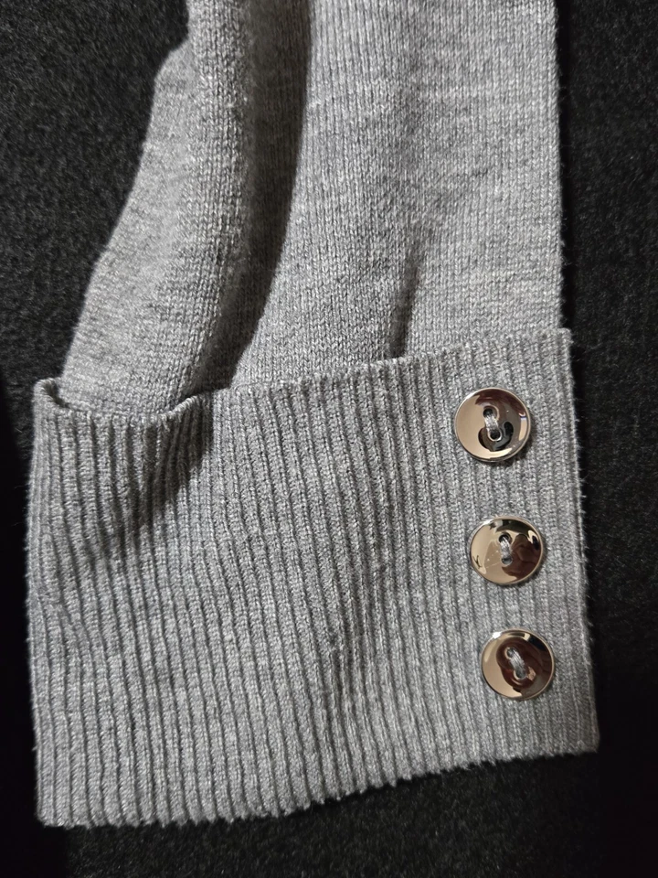 Suéter Verve Ami Mujer Pequeño Gris Frente Abierto Chal Cuello Neutro Acogedor Foto 4 de 4