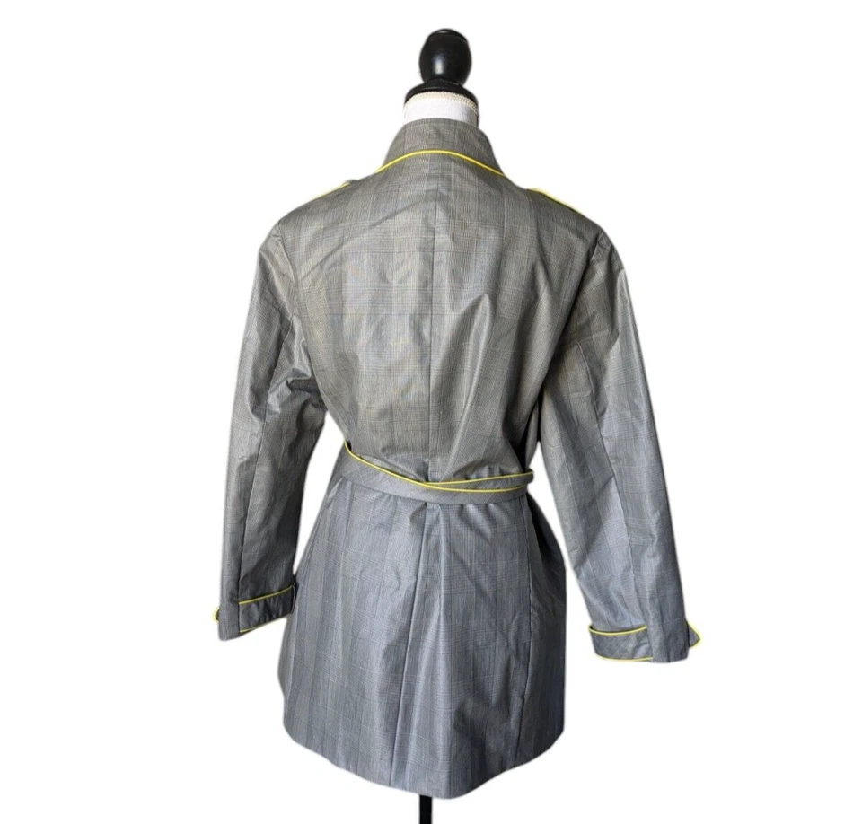 Jaqueta de chuva Carlisle Collection Glen xadrez leve com cinto tamanho 12 bolsos - Imagem 2 de 4