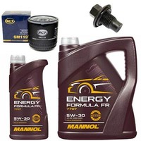 MotoröL Filter Set Mannol 5W30 API SN 6 Liter + Schraube FüR Ford Focus 1.8 Tdci