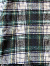 Green/Blue Checkered Flannel Fabric Vintage