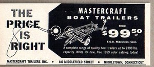 1959 Print Ad Mastercraft Boat Trailers Price is Right Middletown,CT