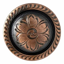 WESTERN LEATHER CRAFT TACK COPPER ROPE EDGE FLORAL ENGRAVED CONCHO screw back