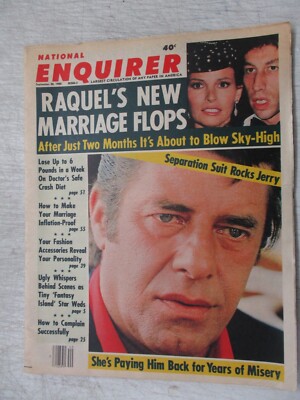 NATIONAL ENQUIRER MAGAZINE SEPT 30, 1980 JERRY LEWIS RAQUEL WELCH MARRIAGE FLOPS