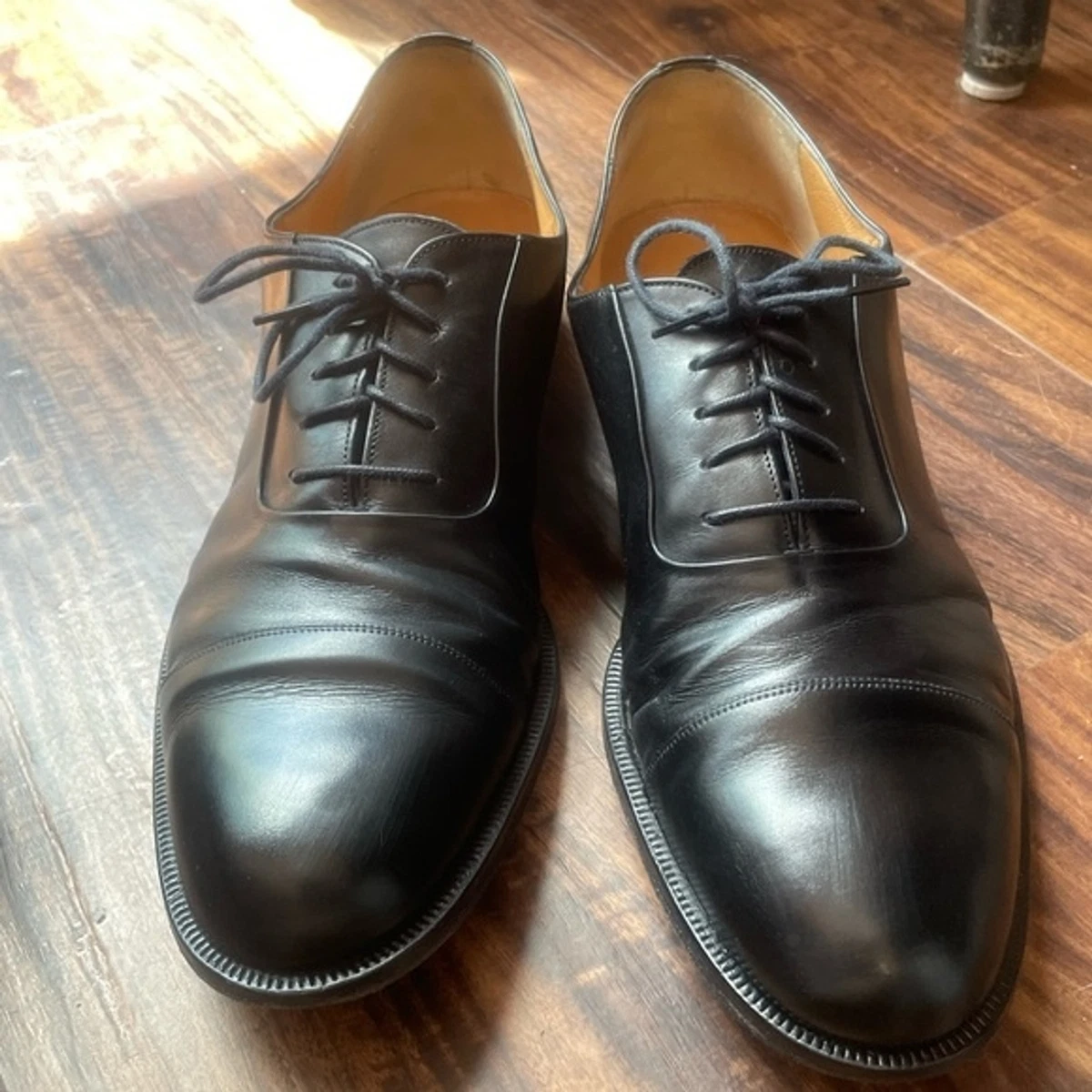 Bruno Magli Bologna Ricardo Oxford Cap Toe Black Leather Shoe Italy Mens 10 M