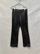 Vintage Harley Davidson Biker Pants Womens 30/2 28x30 Black Genuine Leather