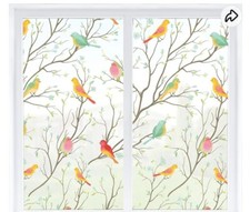 Coavas Window Privacy Film White Bird, 2 Rolls Each Covers 17.5"x78"