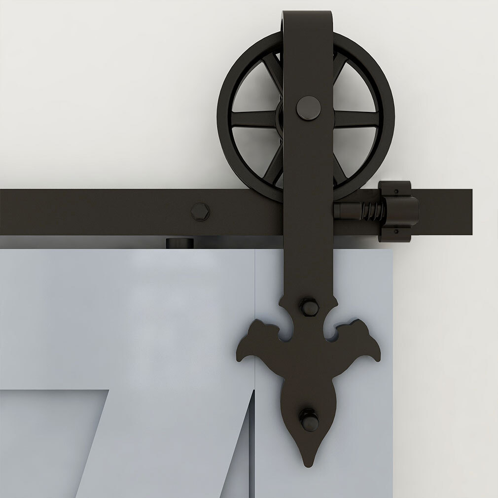 4-20FT Big Spoke Wheel Sliding Barn Door Hardware Kit For Single/Double Door