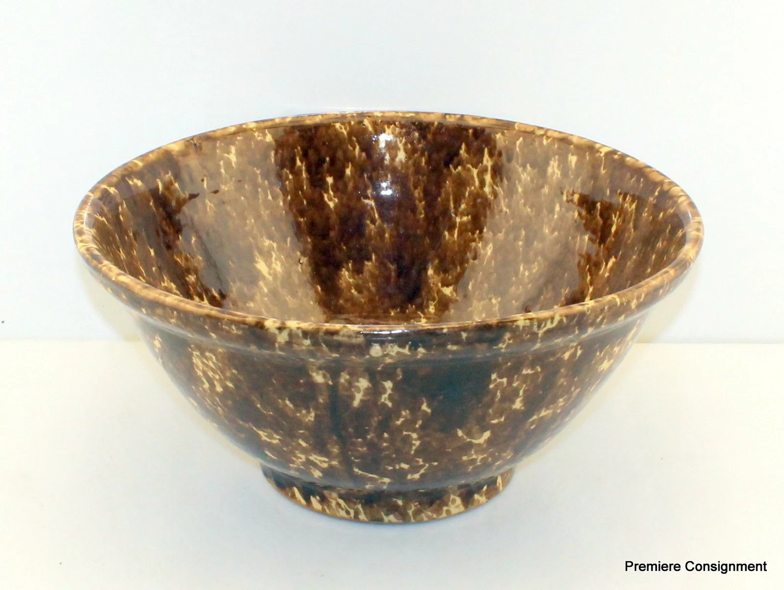 Large Vintage/Antique 14"-15" Ceramic Pottery Earthnware Spongeware Mixing Bowl