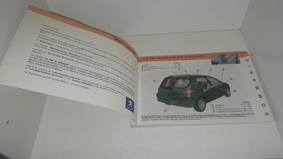 Peugeot 206: GUIDA D'USO - Anno 2000, Italiano. - Immagine 2 di 4