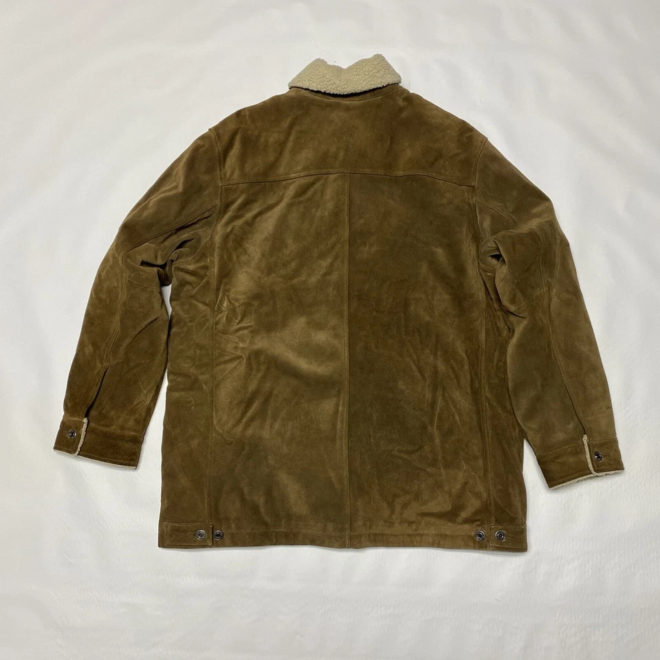 VTG Gap Suede Shirt Jacket Mens XL Shearling Lined Brown Shacket Yellowstone - Image 2 of 4
