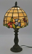 Vintage Portable Tiffany Style Table Lamp Electric Humming Bird Stunning