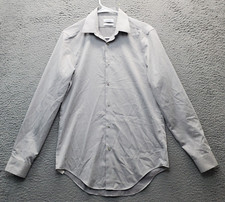 Calvin Klein Dress Shirt Men Size 14.5 Gray Slim Fit Performance Non Iron Collar