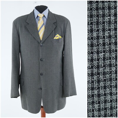 Summer Sport Coat 44R US Size CINQUE Plaid Wool Silk Blazer Half Lined Jacket