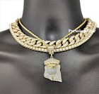 Necklace, Jesus Pendant Plated Cz Jewelry 4pc, Cuban Choker, Tennis Chain, Rope