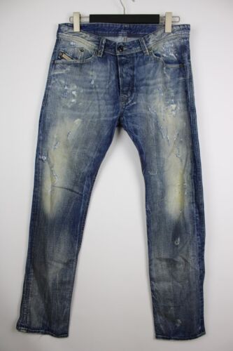 Jeans denim Diesel Darron regolari sottili conico effetto invecchiato W33 L32 mosca con bottoni - Foto 1 di 16