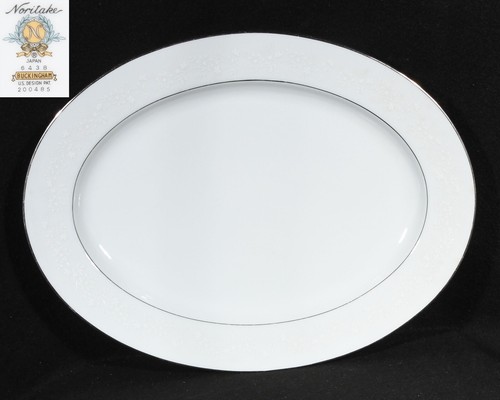 Noritake Buckingham Oval Platter Platinum Trim 13 1/2" BY 10 1/4"