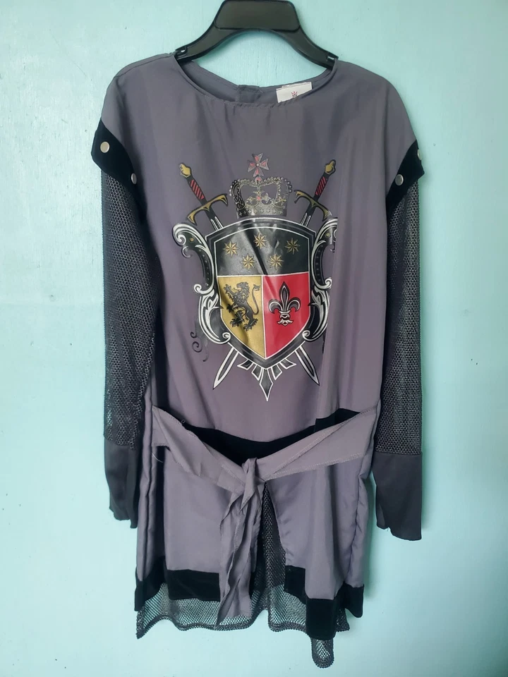 Dark Knight Medieval Renaissance Adult Costume size L 5 Pieces Gray/Black - Image 2 of 4