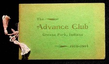 The Advance Club Greens Fork Indiana 1913-1914 Membership Booklet Religious