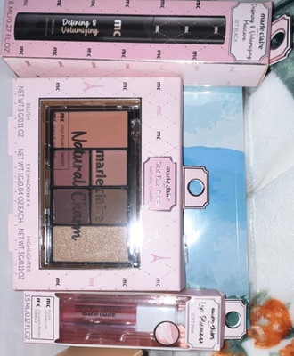 Marie Claire Total Face Palette Natural Charm Set, Mascara, Lip Plumper, Collag 