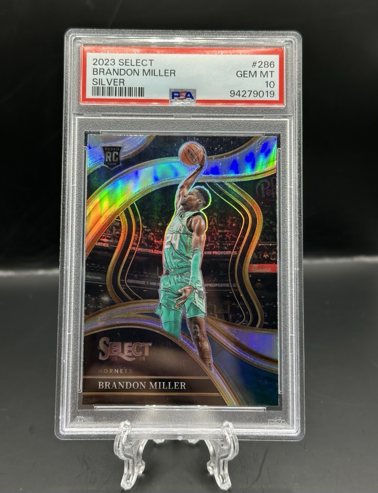 Brandon Miller 2023 Select Courtside Silver Prizm #286 SSP Rookie RC PSA 10