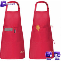 Wasserdichte KochschüRze 2Er Set Mit Taschen, Verstellbar, Rot