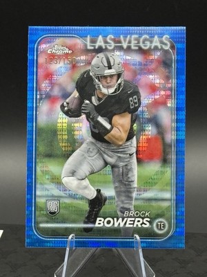 Brock Bowers 2024 Topps Chrome #207 Blue Sonar Refractor LV Raiders #/150
