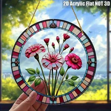 8x8" Carnation Floral Acrylic Light, Festival Gift