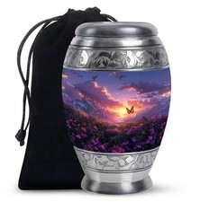 Purple Meadow Butterfly Cremains Large Urn For Human Ashes Adult Mom 10 Inch 