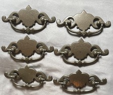 6 Antique (1910) Silver Metal Drawer Pulls, 4...