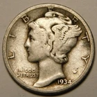 1934 D Mercury Dime 90% Silver VF-EF  "Actual Coin Pictured - Not Cleaned"