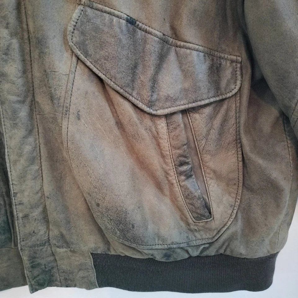 Chaqueta Bomber De Colección Hunt Club Cuero Marrón Para Hombre Talla Grande 48R Retro Años 80 Aviador Foto 4 de 4