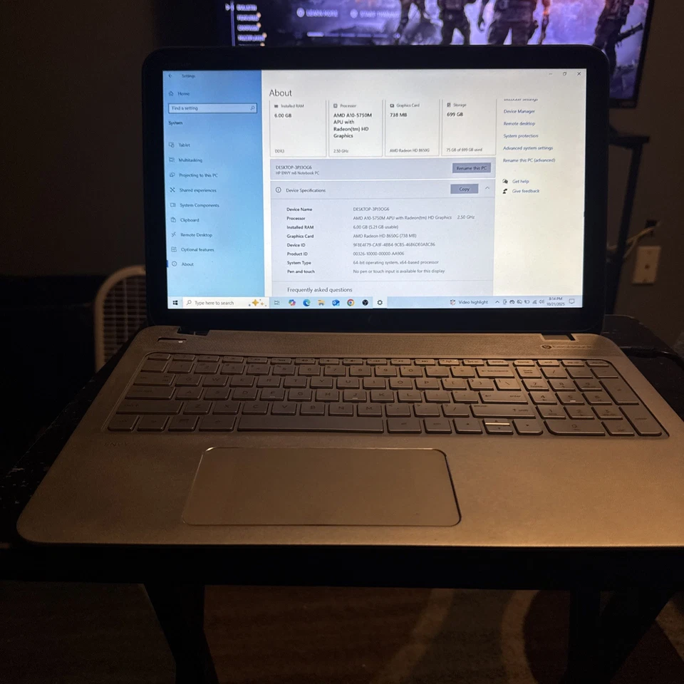 HP ENVY M6 NOTEBOOK LAPTOP 6GB RAM 700GB HDD works but Needs repairs - Image 2 of 4