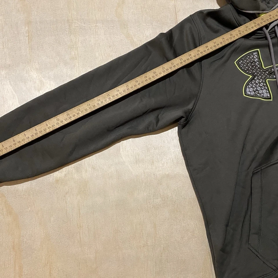 Sudadera con Capucha Under Armour Para Hombres Grande ColdGear Storm Pullover Atlético Borde Amarillo Neón Foto 4 de 4