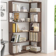 5-Tier L-Shaped Corner Bookshelf Corner Bookcase w/ 6 Open Shelves Storage Shelf