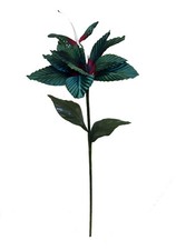 Green Red Magnolia with Butterfly 29in Artificial Polysilk Fake Flower Long