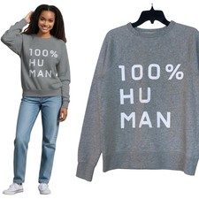 Everlane Sweatshirt XS Gray Crewneck 100 Human Graphic Pullover Typography