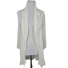 Cable  Gage Ivory Viscose Nylon Open-front Cardigan Sweater Size Medium M