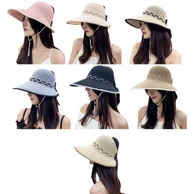 Wavy Edge for Sun Hat Bow Empty Top Hat Show Face Small Fisherman Hat for Outdoo