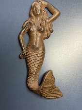 Vintage Mermaid Hook Wall Towel Coat Nautical Rustic Cast Iron Hanger Metal New