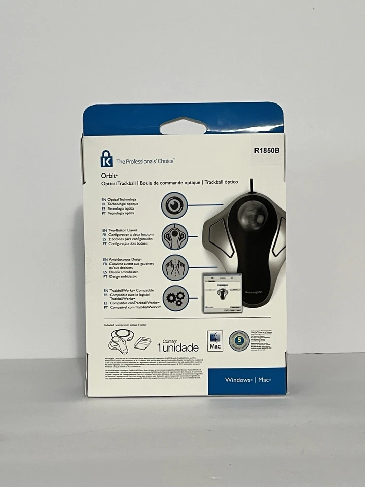 Kensington Orbit Trackball Mouse USB 2.0 Black Silver 64327 New NOS Vintage - Image 2 of 4