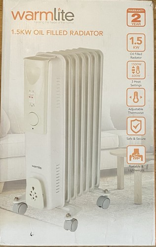 Warmlite WL43003YTW Oil Filled Radiator 1500W 7-Fin Tall White