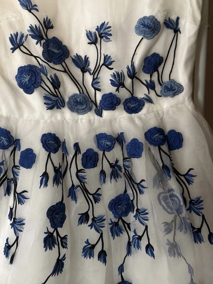 Vestido Chi Chi London EE. UU. Talla 6- Blanco con Azul Floral Foto 2 de 4