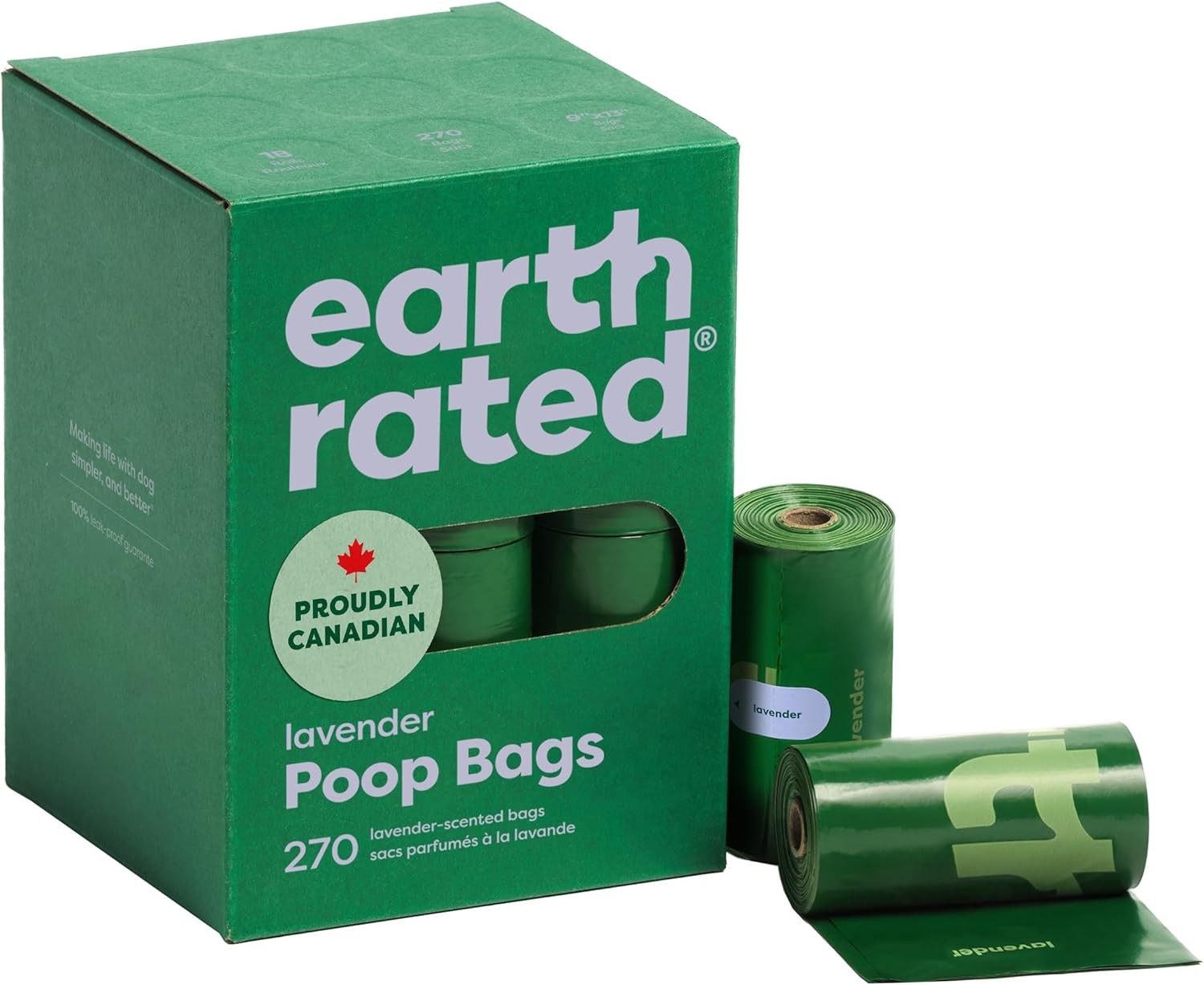 Earth Rated Dog Poo Bags Lavender Scented Leak Proof Refill Rolls 270 Count