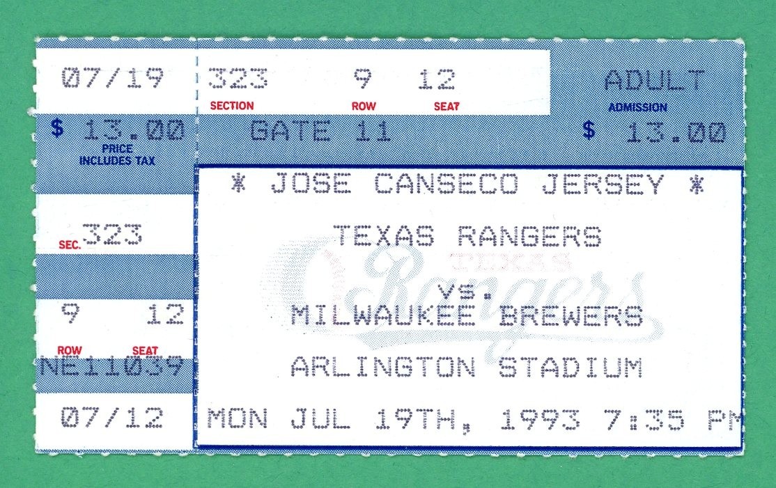 Nolan Ryan Career Win # 321  6 Strikeouts 7/19/1993 MLB Ticket Rangers v Brewers