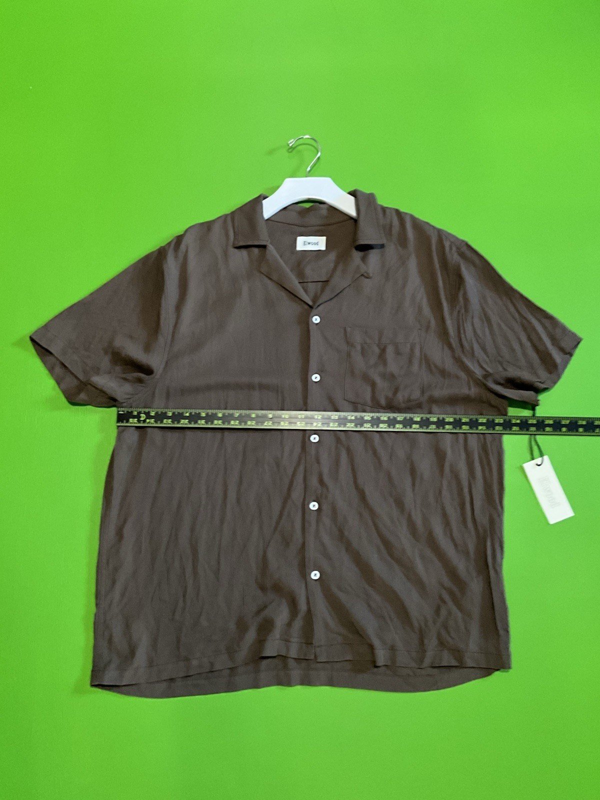 Elwood Mens Camp Shirt Short Sleeve Button Up  Brown Size L Nwt